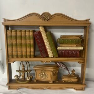 Vintage Style Brown and Green Wall Shelf Decor